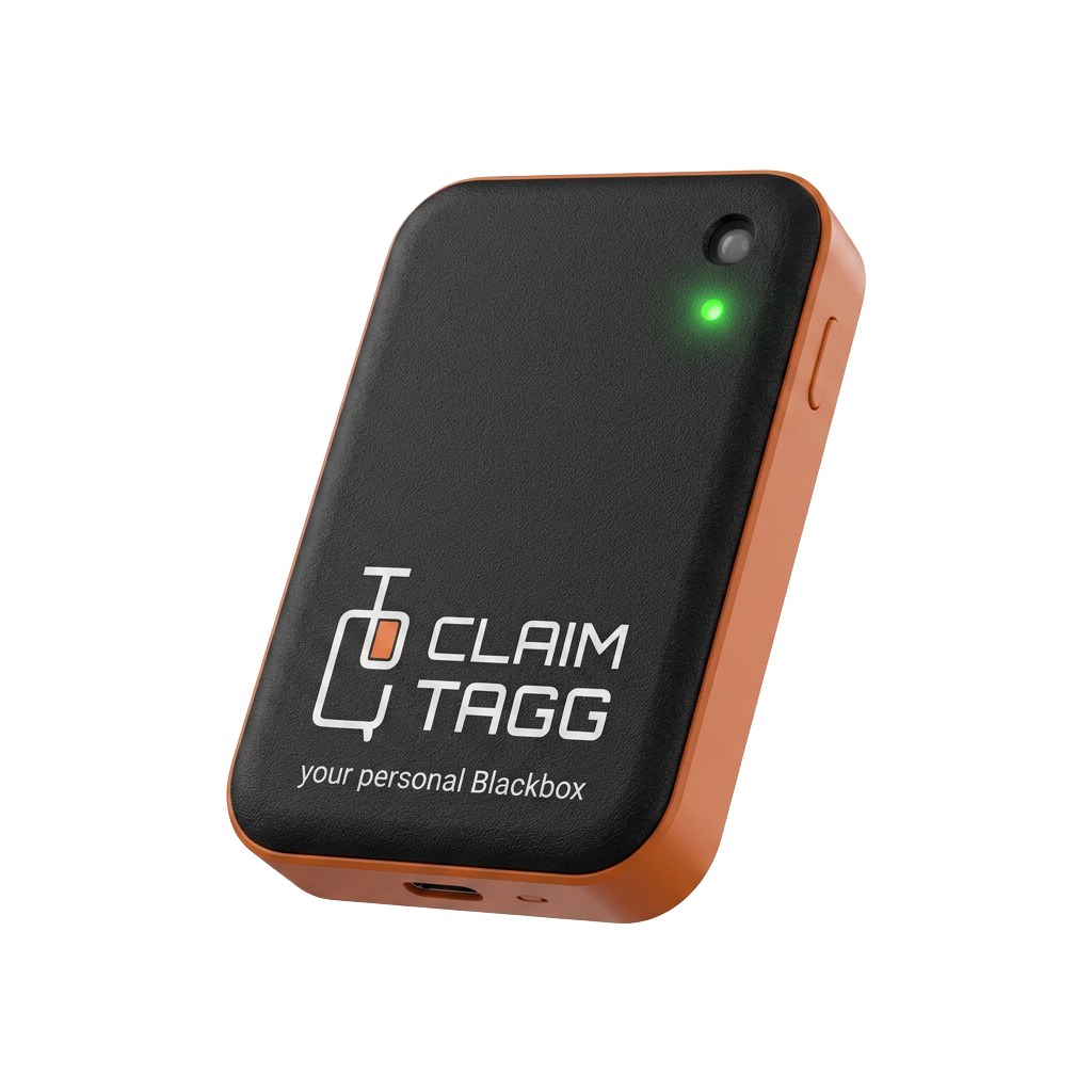 ClaimyBox smarte Gepäck-Blackbox in Visitenkartenformat